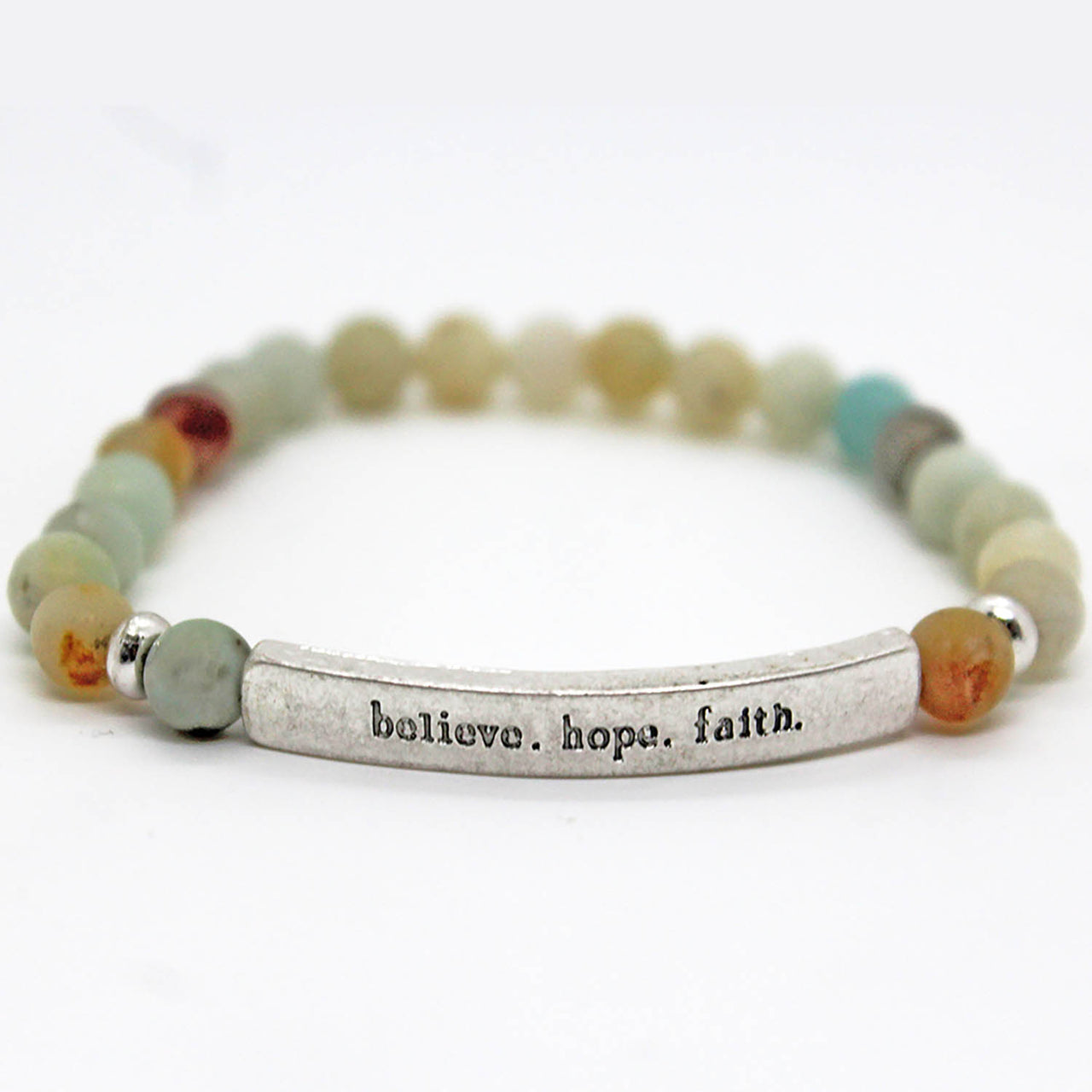 Natural Stone 'Believe-Hope-Faith' Bracelet
