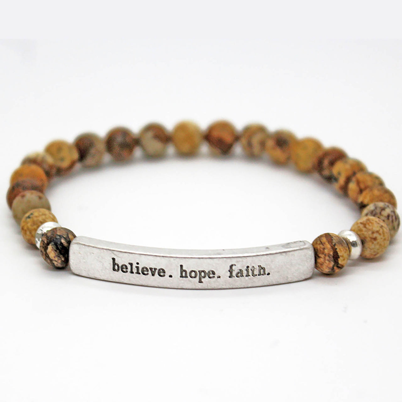 Natural Stone 'Believe-Hope-Faith' Bracelet